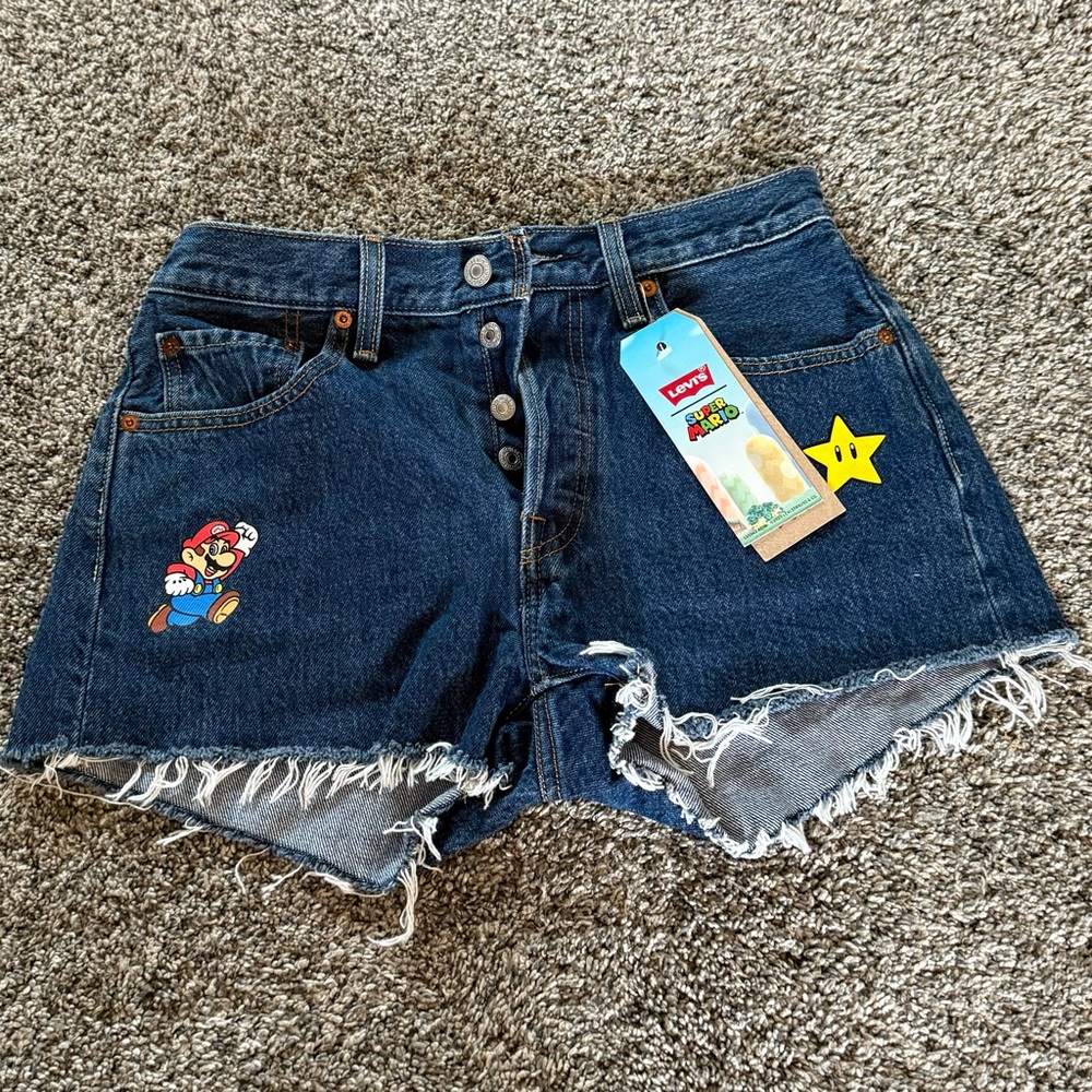 NWT Levi's X Super Mario 501 Hi Rise Denim Shorts
